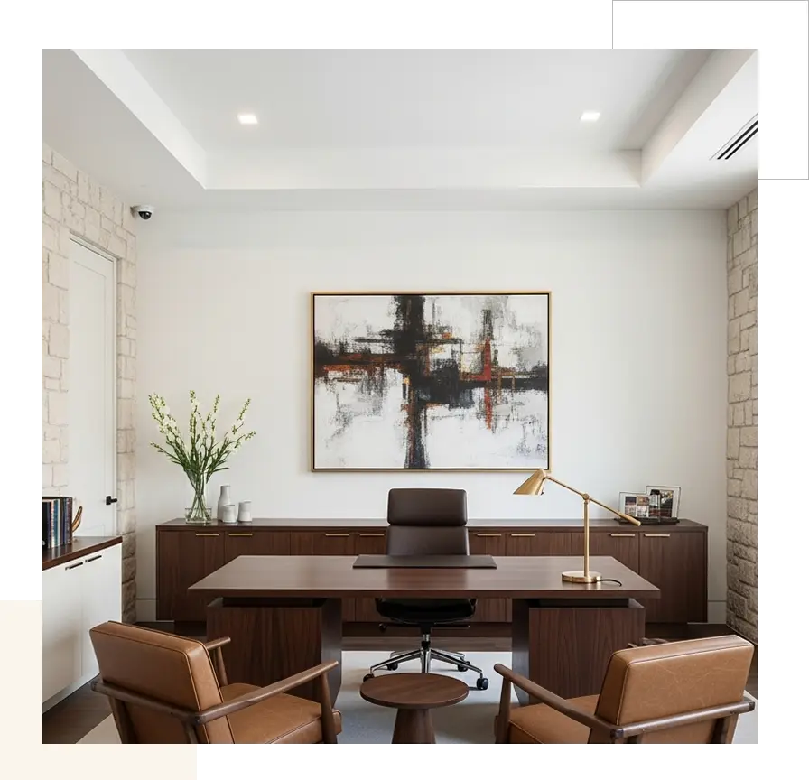 Real estate consultants discussing property strategy in Mumbai office